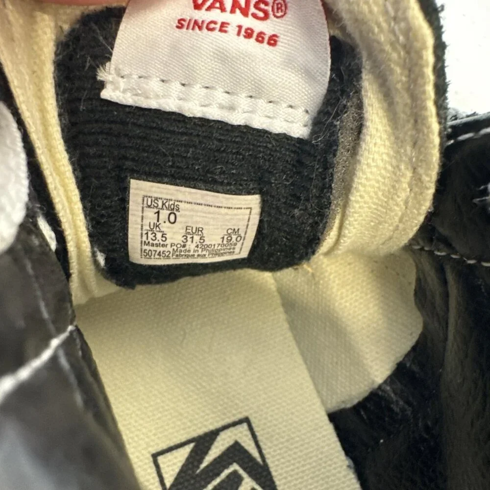 Size 1 Kids - VANS Sk8- High BMX Black‎ White Suede Shoes